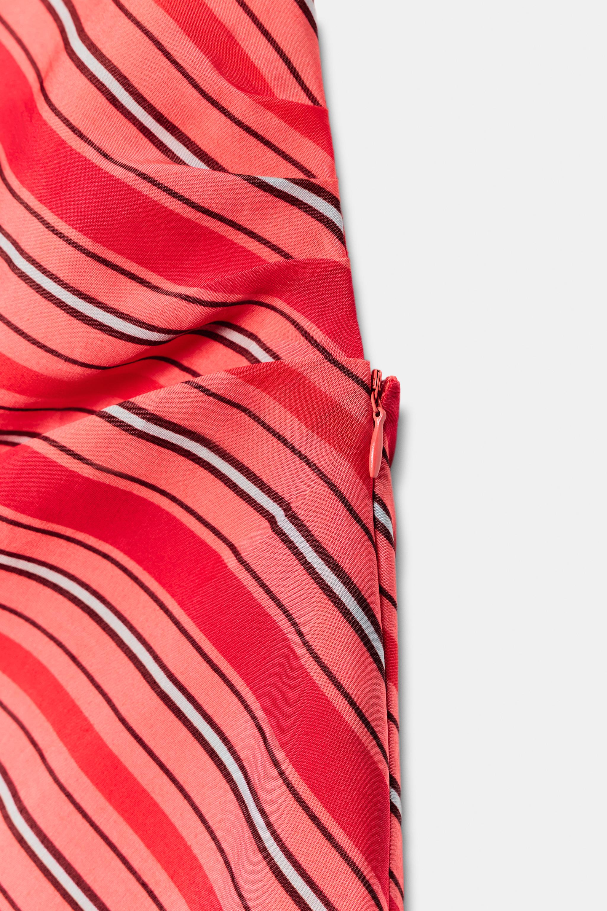 DRAPED STRIPED HALTER DRESS